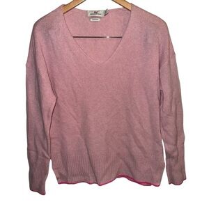 Vineyard Vines Cashmere vneck sweater pink with hot pink trim size XXS